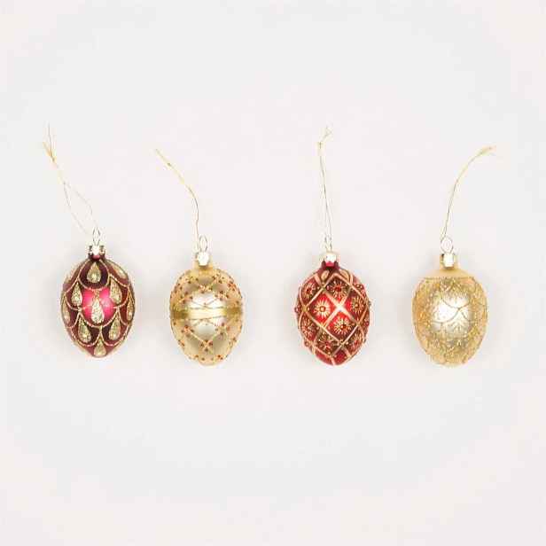 Skleněné vánoční ozdoby v sadě 4 ks 4,5 cm Heirloom Oval – Sass & Belle