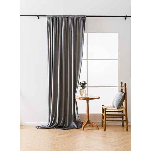 Světle šedý zatemňovací závěs VELVET 140x250 cm Zavěšení: Řasící páska