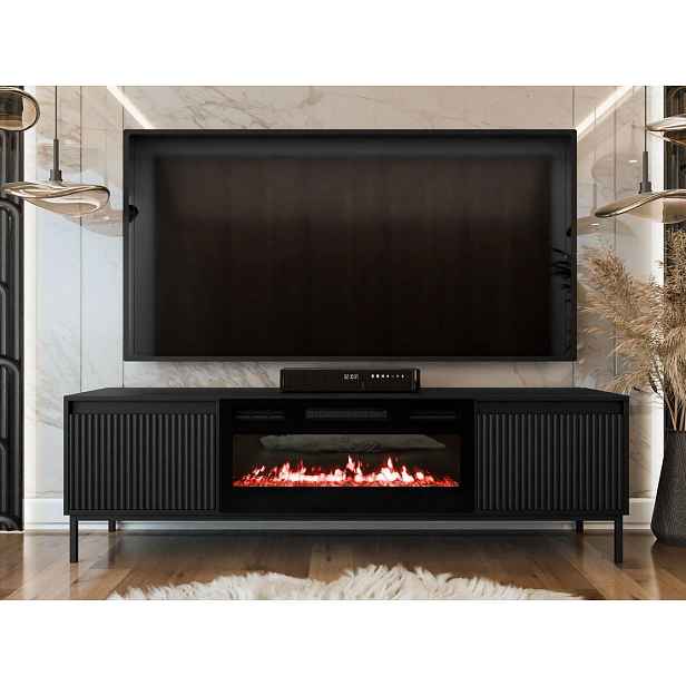 TV stolek s elektrickým krbem REMY - černý