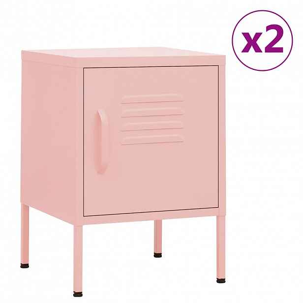 vidaXL Noční stolky 2 ks růžová 35 x 35 x 51 cm ocel