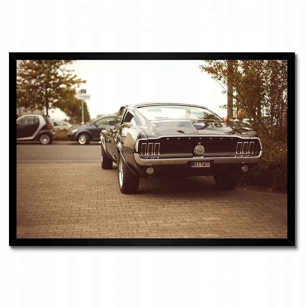 Plakáty v rámu 60x40 Ford Mustang černo-bílé