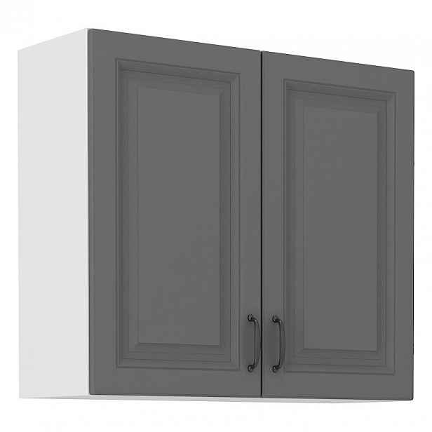 Horní kuchyňská skříňka SOPHIA - šířka 80 cm, šedá / bílá