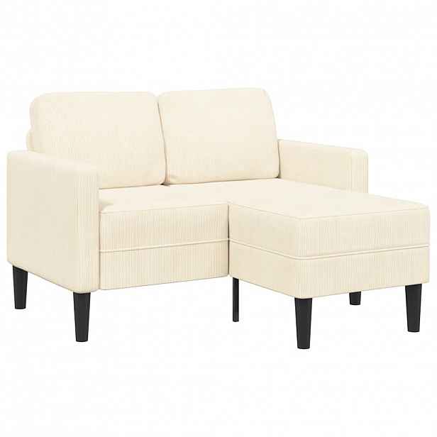 vidaXL Dvoumístná pohovka s lehátkem ve tvaru L, krémová 125 cm plátno