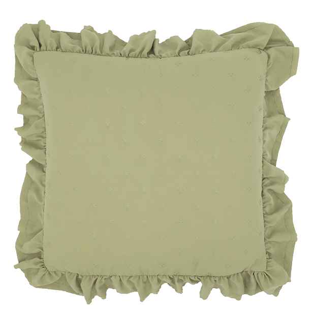Zelený povlak na polštář s volánkovým okrajem Aix Soft – 50*50 cm Chic Antique