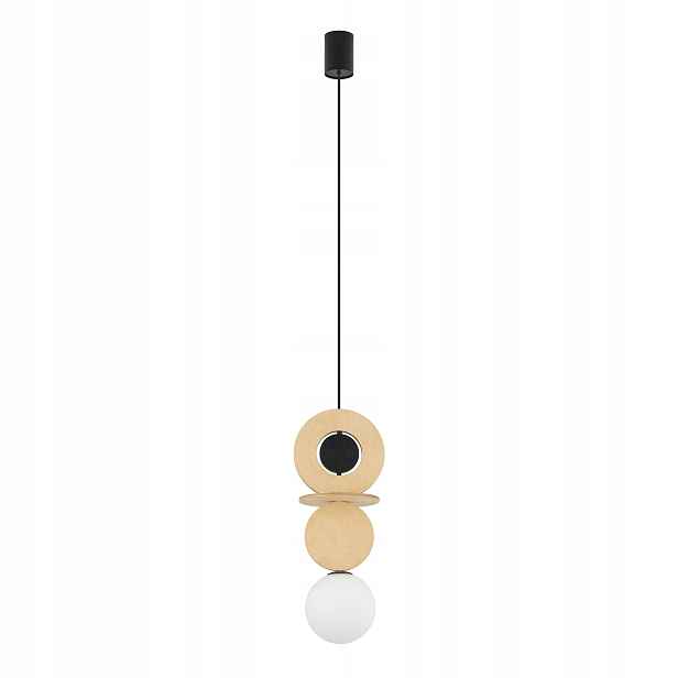 Nowodvorski Závěsná lampa Drops Wood A 1xG9 dřevo/sklo bílá koule