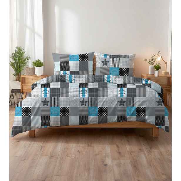 Krepové povlečení 140x200, patchwork s hvězdičkami