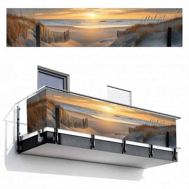 MuchoWow BALKONOVÁ ZÁSTĚNA Pláž - duny - západ slunce 500x110 cm