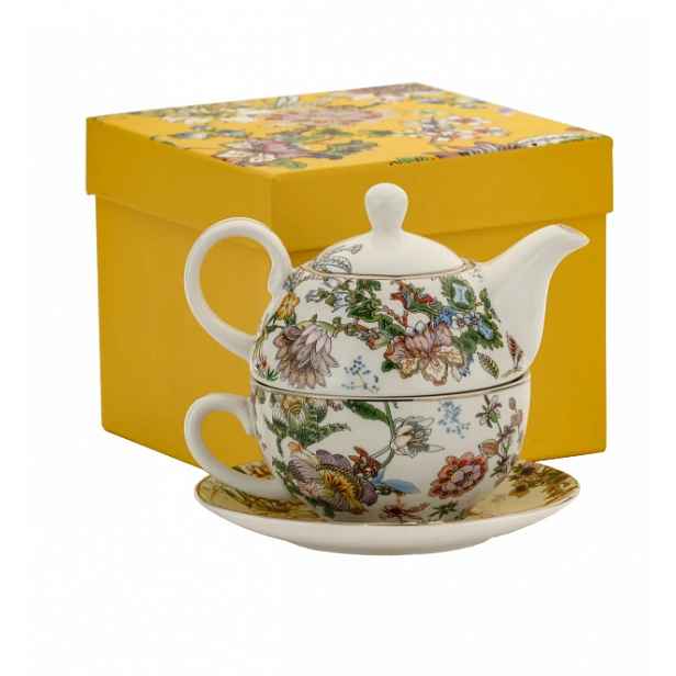 Tea for One Sada šálek podšálek s konvičkou květiny porcelán 450/250 ml