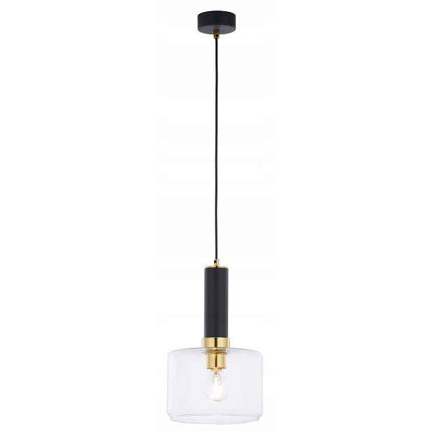 Jupiter Závěsná lampa Vanes E27 Černo-zlatá Skleněné stínítko 15W