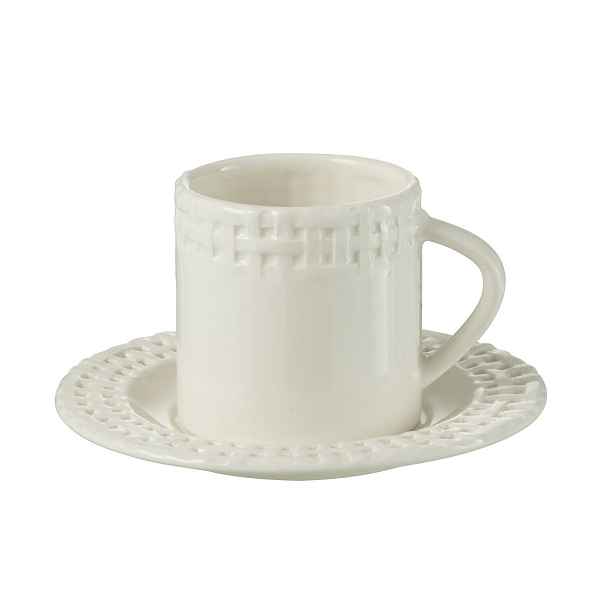 Bílý keramický šálek s podšálkem Hella White - 14*14*9 cm J-Line by Jolipa