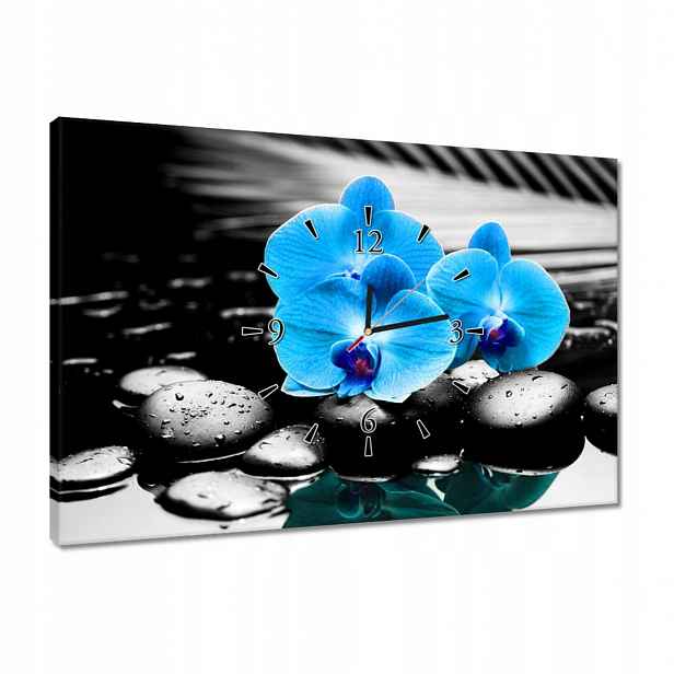 Hodiny 60x40 Modrý orchidej
