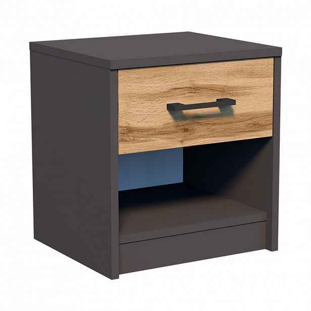 Home Collective PŘÍLOŽNÍ STOLEK s 1 zásuvkou, šířka 35 cm, v barvě grafit/dub