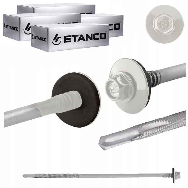 Šrouby do sendvičové desky 200 mm Ral 9010 400 ks pro kov Etanco GTR12