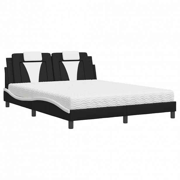 vidaXL Postel Viana s matrací černá a bílá 160 x 200 cm umělá kůže