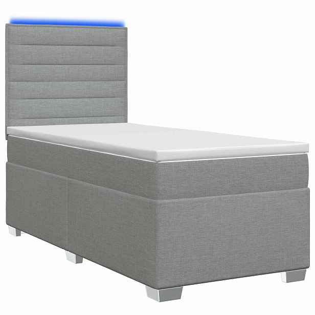 vidaXL Postel boxspring s matrací Světle šedá 80 x 200 cm Textil