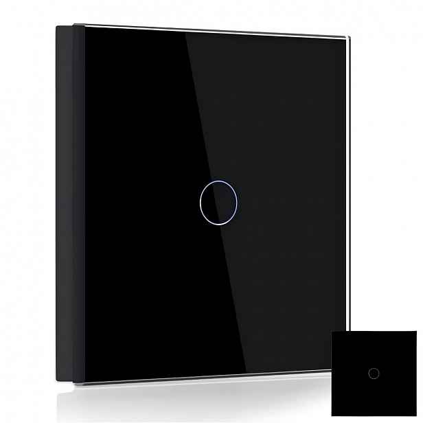 2x Led Dotykový Skleněný Schodišťový Spínač 1-TLAČÍTKOVÝ Jednoduchý Černý