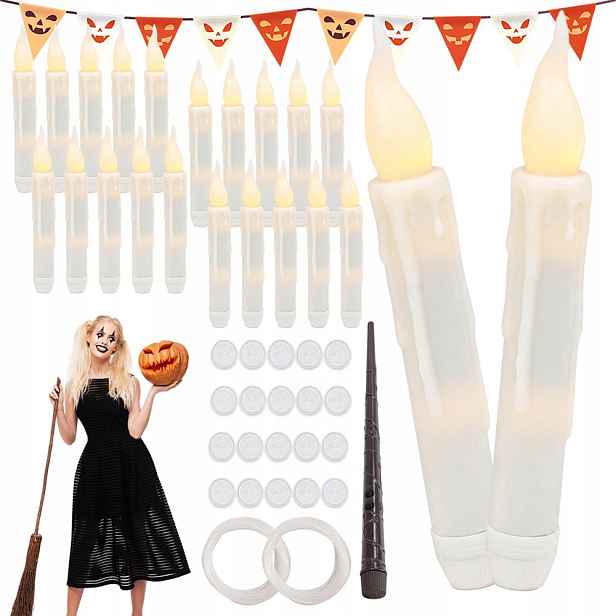 Led svíčky Svíčka Sada 24ks Dekorace s dálkovým ovládáním-Hůlkou na Halloween