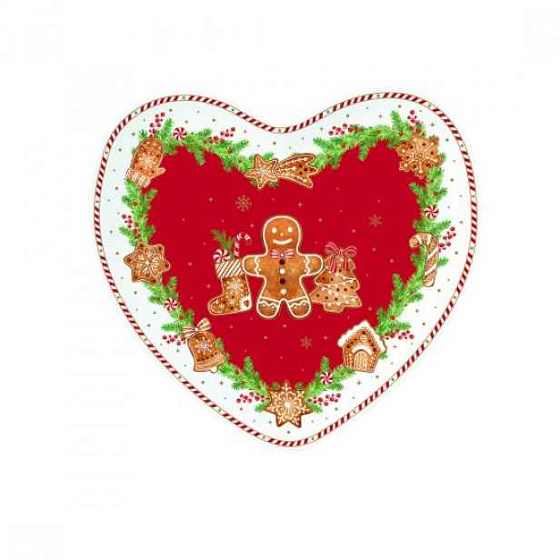 Talíř ve tvaru srdce, porcelán, 20 × 19 cm, "Fancy Gingerbread" - Easy