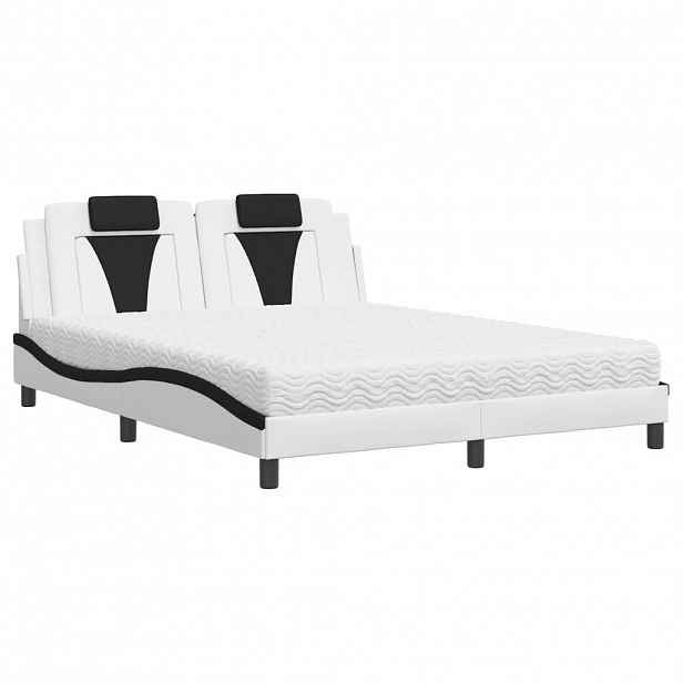 vidaXL Postel Viana s matrací bílá a černá 160 x 200 cm umělá kůže