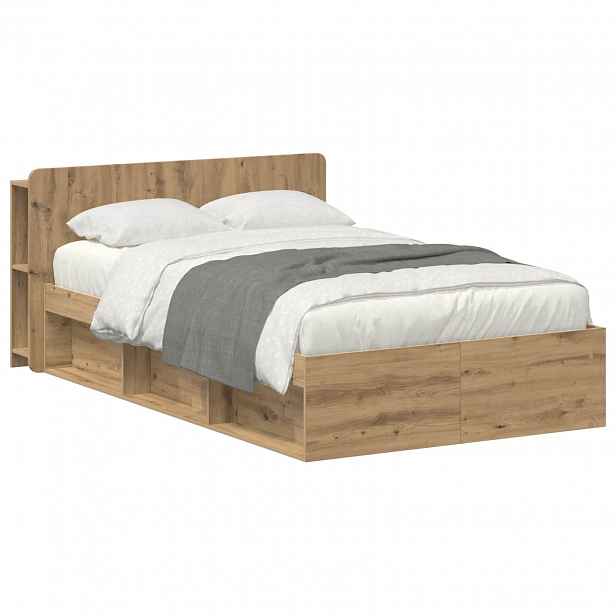 vidaXL Rám postele s úložným prostorem s čelo Dub artisan 120 x 190 cm