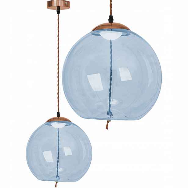 Závěsná Led lampa Skleněná koule Modrá Toolight