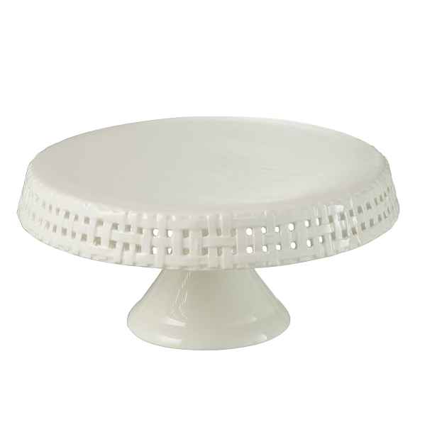 Bílý keramický podnos na noze Hella White M - Ø 25*12cm J-Line by Jolipa