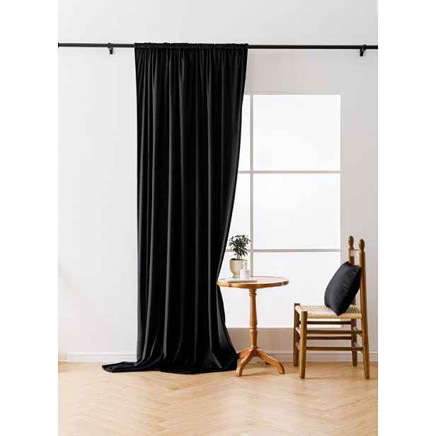 Černý zatemňovací závěs VELVET 140x250 cm Zavěšení: Řasící páska