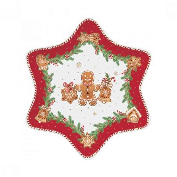 Hvězdicový talíř, porcelán, 22,5 × 22,5 cm, "Fancy Gingerbread" - Easy