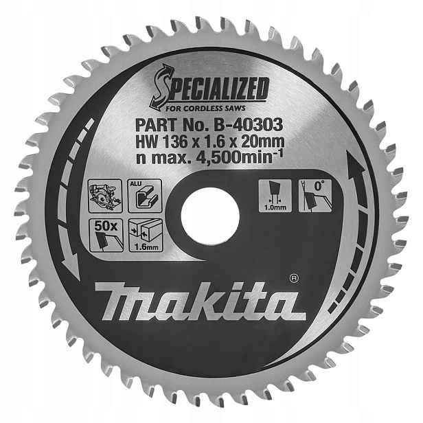 Řezací Kotouč Specializovaný 136x20mm 50Z Makita B-40303