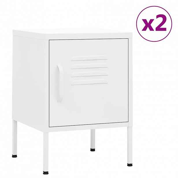 vidaXL Noční stolky 2 ks bílé 35 x 35 x 51 cm ocel