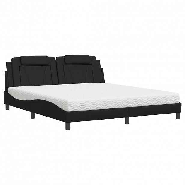 vidaXL Postel Viana s matrací černá 180 x 200 cm umělá kůže