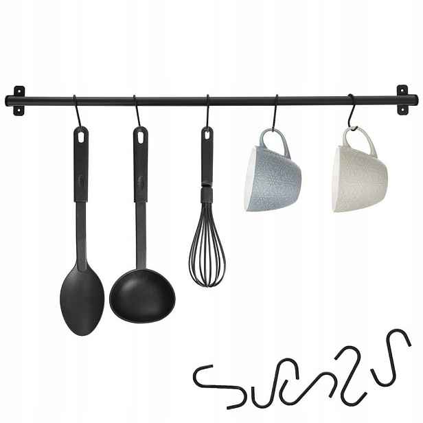 Kuchyňský kovový reling černý Radka 78,5 cm
