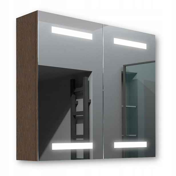 Dřevěná skříňka 80x70 Led zrcadlo Ares Wenge
