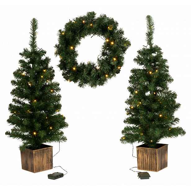 Livarno® Sada LED vánočních stromků a adventního věnce, 3dílná