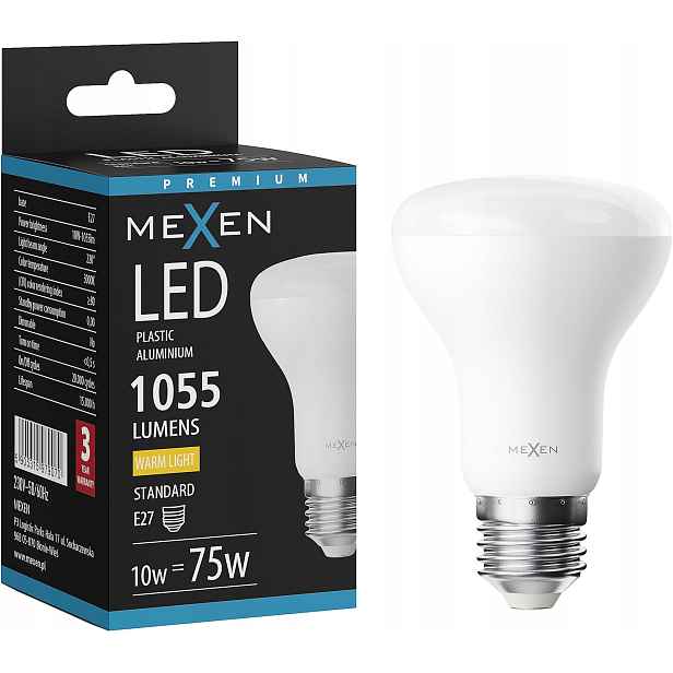 Mexen Nova Led Žárovka E27 R63 12W Teplá Bílá 3000K 1260 LM