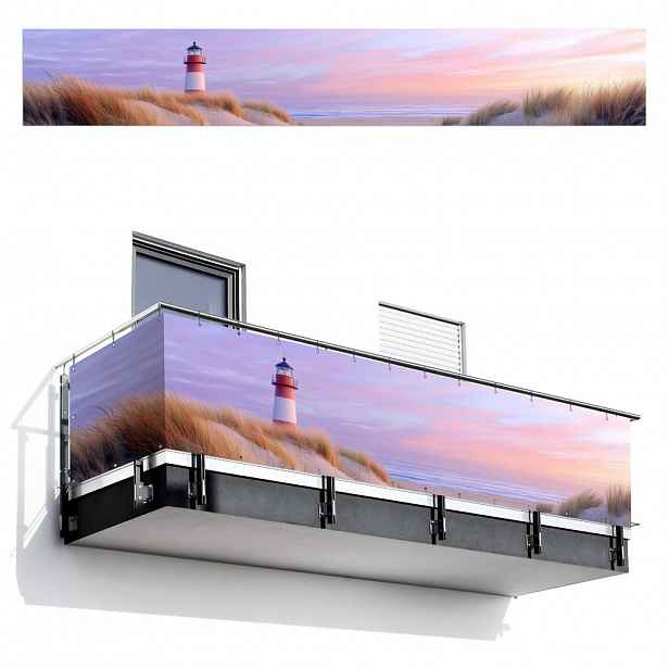 MuchoWow BALKONOVÁ ZÁSTĚNA Maják - duny - západ slunce 500x80 cm
