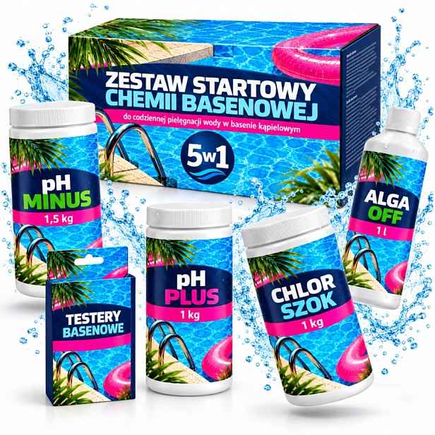 Startovací Chemie 5V1 Do Bazénu Alga Off Ph Plus Tester Chlor Šok Ph Mínus