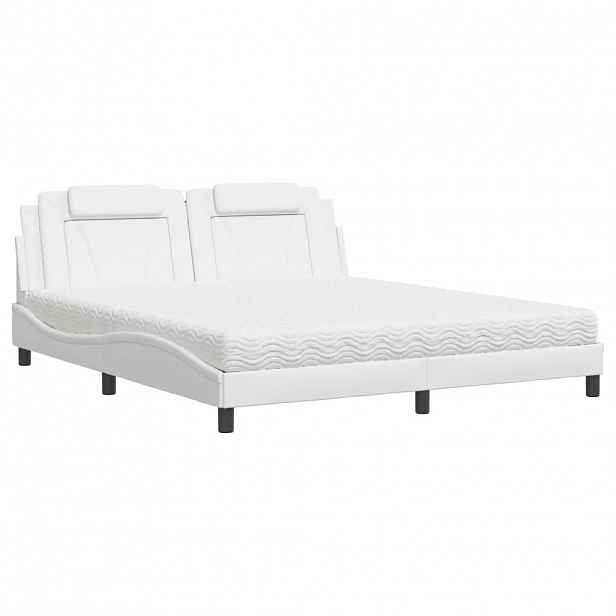 vidaXL Postel Viana s matrací bílá 180 x 200 cm umělá kůže