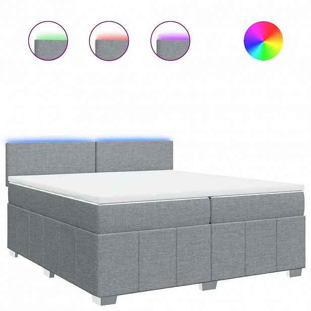 vidaXL Box spring postel s matrací světle šedá 200 x 200 cm textil