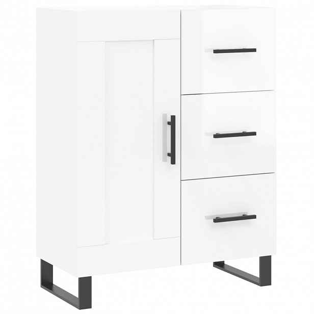 vidaXL Příborník bílý s vysokým leskem 69,5x34x90 cm kompozitní dřevo