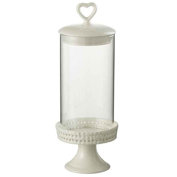 Bílá keramická dóza na noze s víkem Hella White M - Ø 11*31cm J-Line by Jolipa