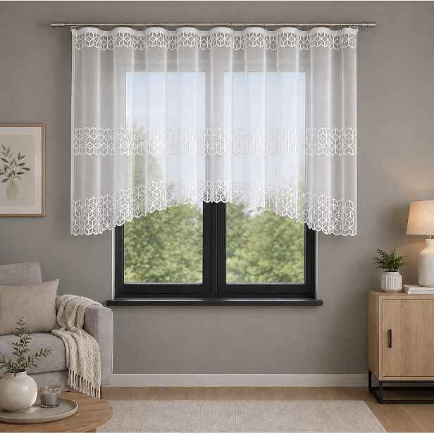 Dekorační žakárová záclona s řasící páskou EGONA 120 bílá 400x120 cm MyBestHome