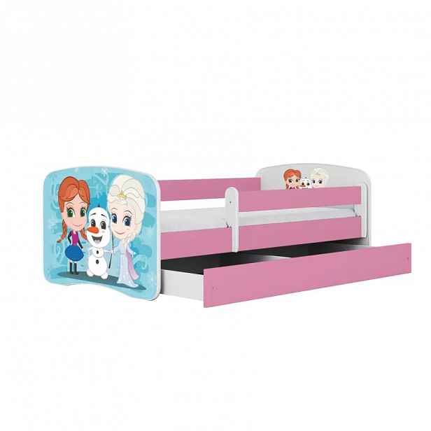 Dětská postel Babydreams+Sz+M růžová 80x180 Zimní kamarádi