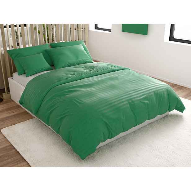 Hotelové povlečení z mikrovlákna JASMINE tmavě zelené - proužek 2 cm Rozměr povlečení: 2 ks 70 x 90 cm | 200 x 220 cm
