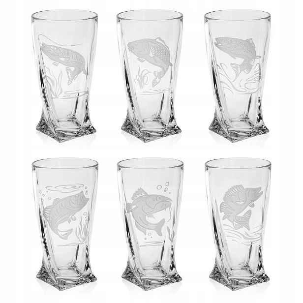 Sklenice křišťálové kroucené long drinkové rybářské 350 ml (Quadro) 6 ks