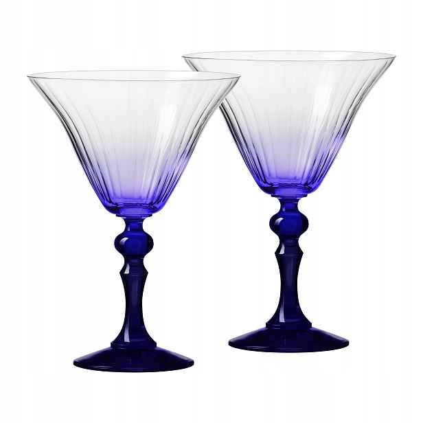 Stínované skleničky Krosno na martini Bubble s modrou nožkou 170 ml 2ks