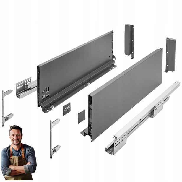 Šuplík Gtv Axis Pro 500 mm antracit vysoká H-167 Plný výsuv 40 kg