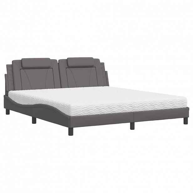 vidaXL Postel Viana s matrací šedá 180 x 200 cm umělá kůže