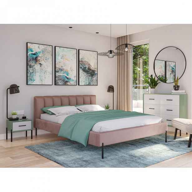 Čalouněná postel MILAN rozměr 180x200 cm Světle růžová