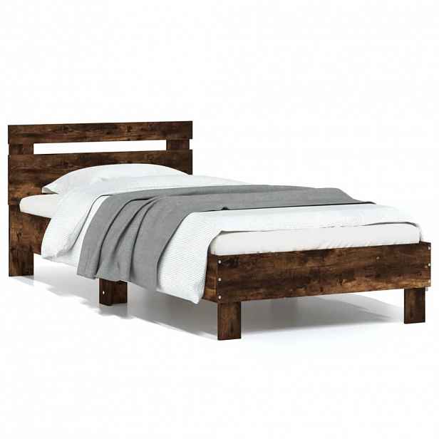 vidaXL Rám postele s čelem kouřový dub 75 x 190 cm kompozitní dřevo
